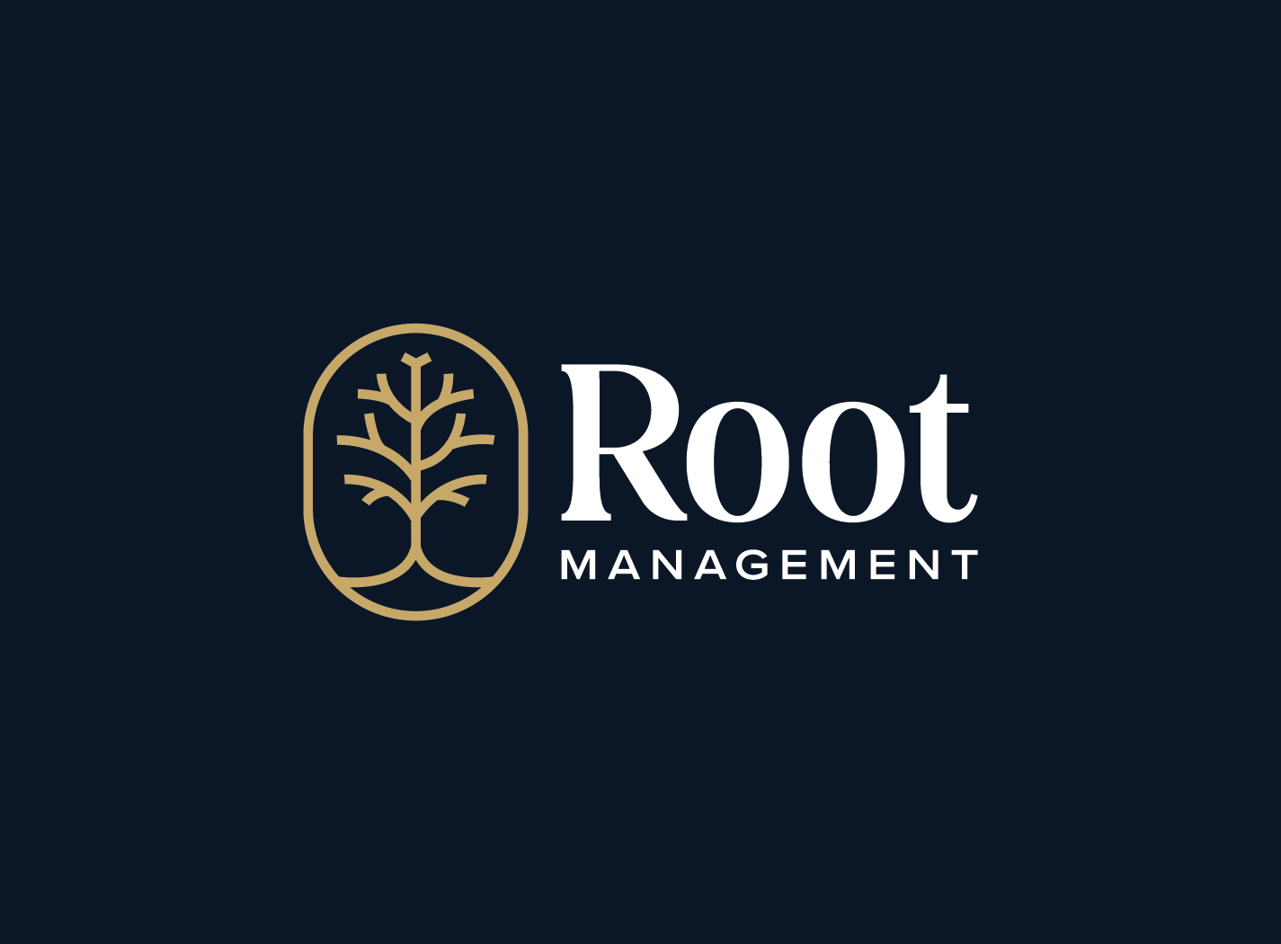 root management logo on navy background