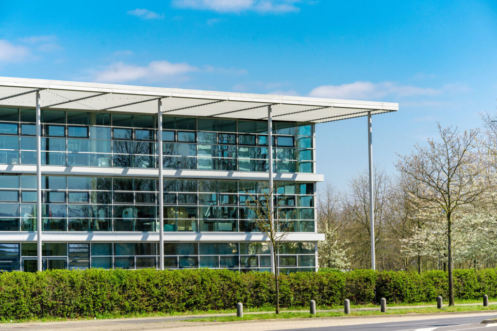 exterior glass multi-story commercial building