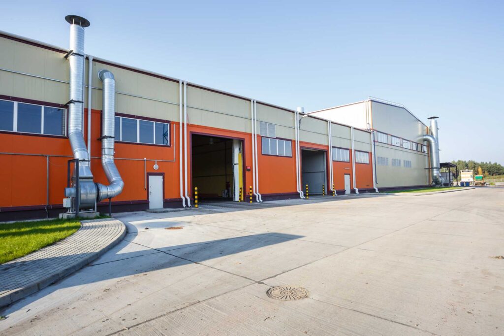 industrial-facilities bay doors of industrial facility exterior
