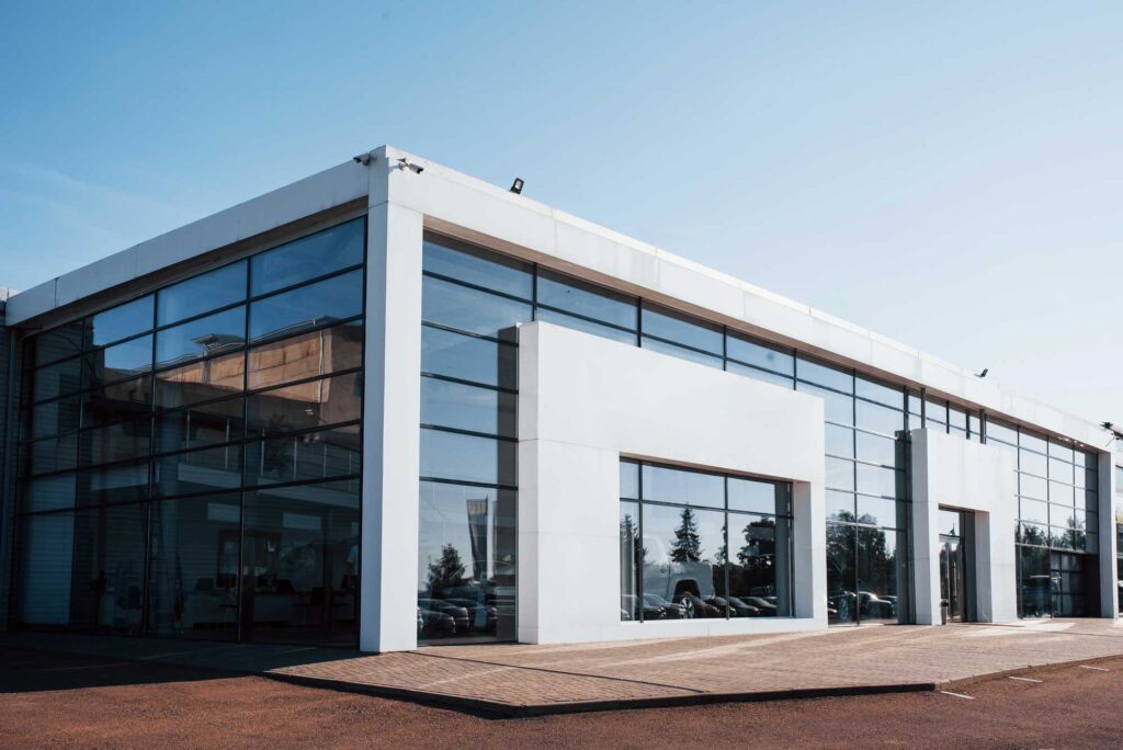 reit large glass-front commercial property exterior