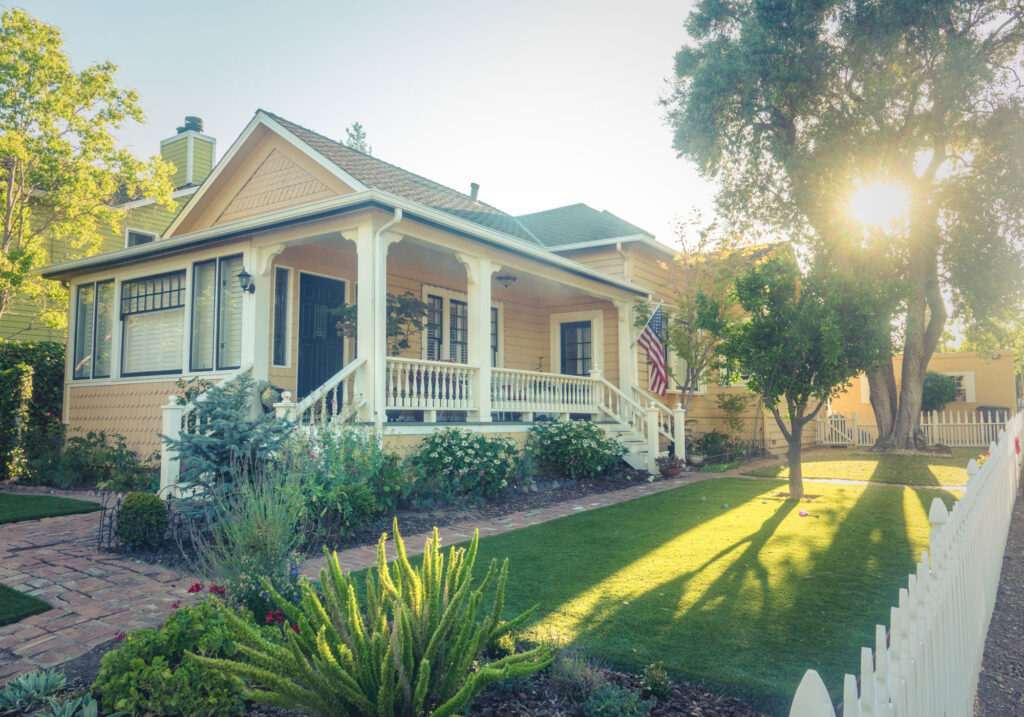 sun setting on an inviting residential property
