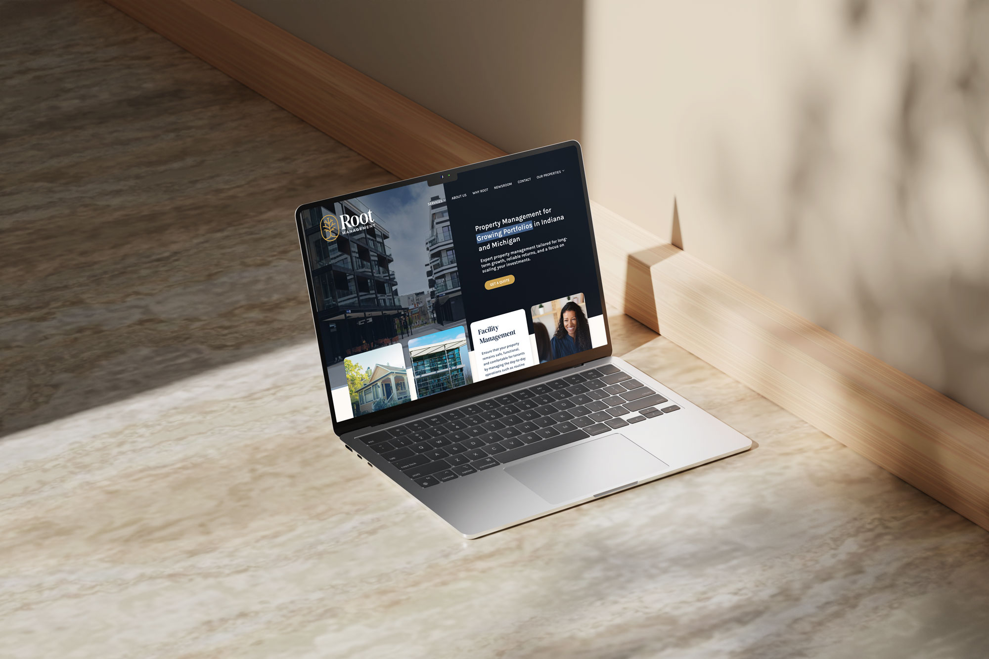 website-launch root website laptop mockup